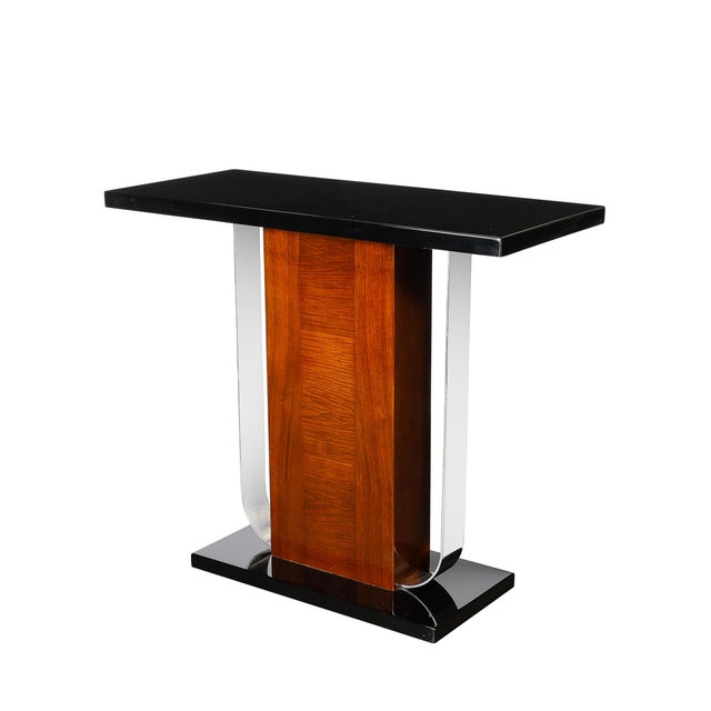 This striking Art Deco Machine Age console table, crafted in America circa 1935, epitomizes the bold elegance and...