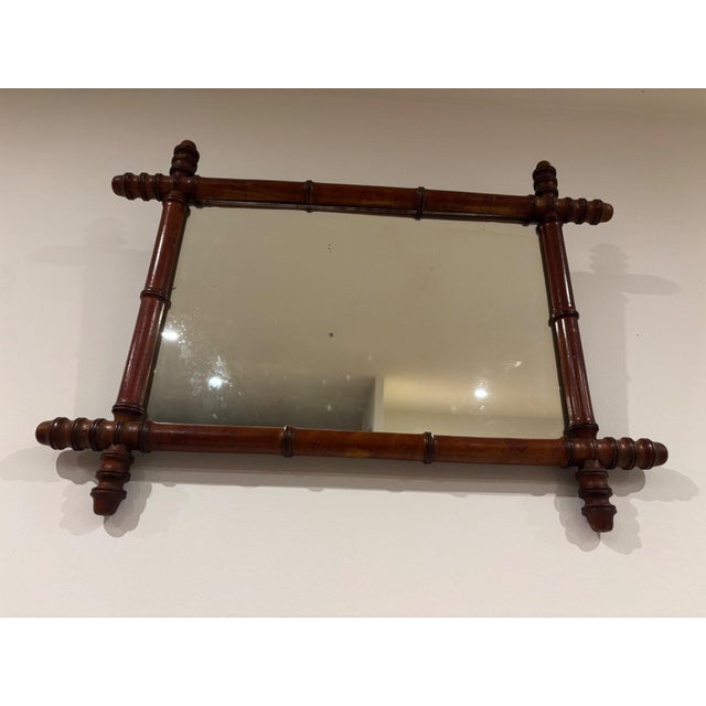 19th Century 19th Century Napoleon III Style Bamboo Mirror in Turned Wood For Sale - Image 5 of 6