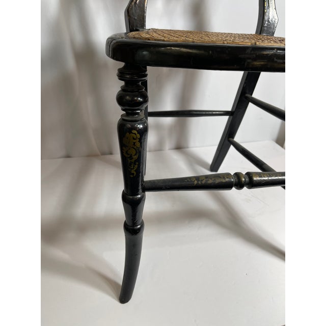 Early 20th Century Desk Vanity Chair in Black Lacquer Chairish
