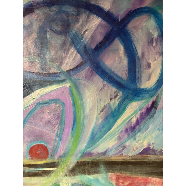 Large Vintage Contemporary Abstract Oil Painting 50 X48 For Sale - Image 15 of 18