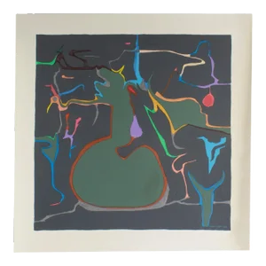 Signed 1981 Abstract Mixed Media Painting by Artist Harry Hilson