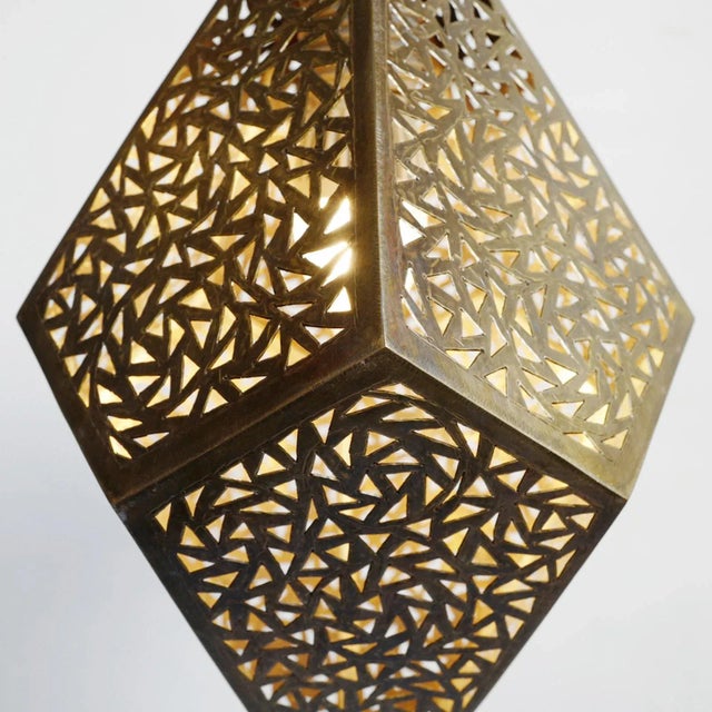 Late 20th Century Vintage Moroccan Brass Prism Pendant Light For Sale - Image 5 of 8