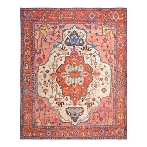 Grand Red Background Color With Cute Medallion Design Antique Persian Serapi Rug