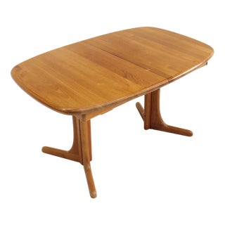 Vintage Danish Oval Extendable Dining Table in Teak, 1960s For Sale