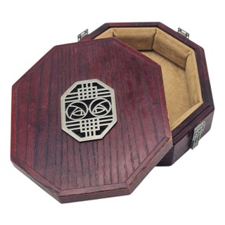 Carrick Scotland Octagonal Wood Box With Rennie Mackintosh Pewter Inlay – Art Nouveau Style For Sale