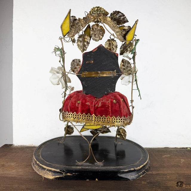 Antique French Napoleon III Ormolu Marriage Globe with Red Velvet Cushion Display, 1890s For Sale - Image 10 of 13
