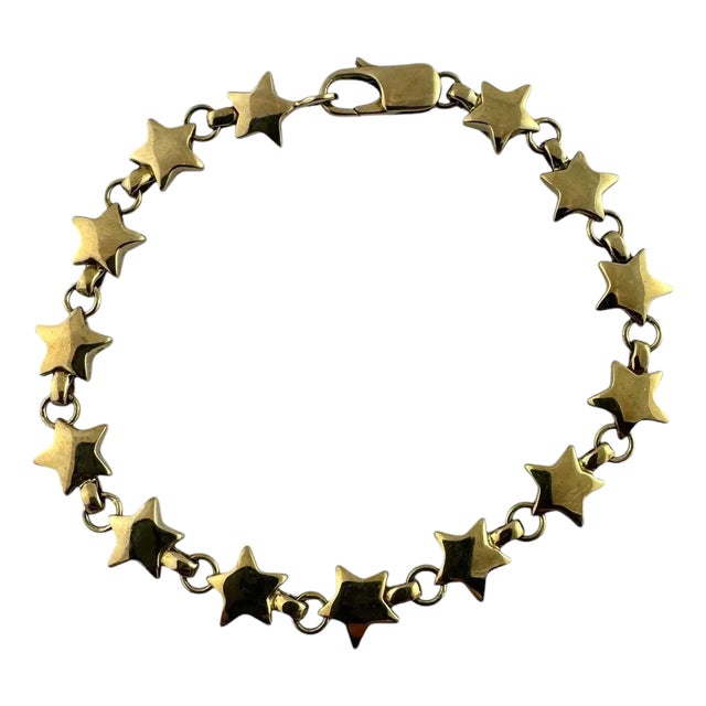 Late 20th Century Tiffany & Co 14k Yellow Gold Star Link Bracelet For Sale