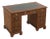 English 3 Part Leather Top Burl Walnut Desk For Sale