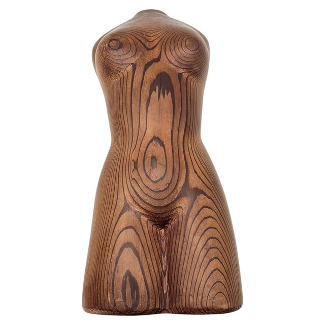 Contemporary Robert Buckland Carved Wood Female Torso Sculpture, American Studio Art, 20.5" For Sale - Image 3 of 16
