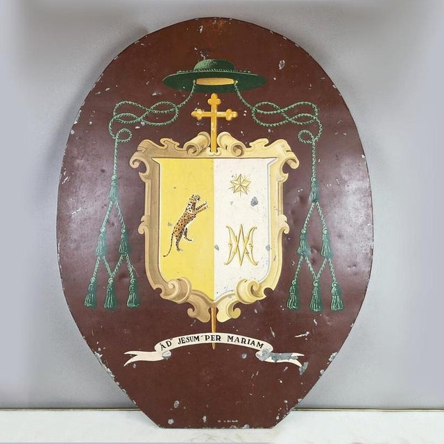Early 20th Century Coat of Arms Panel in Painted Sheet Metal For Sale - Image 9 of 9