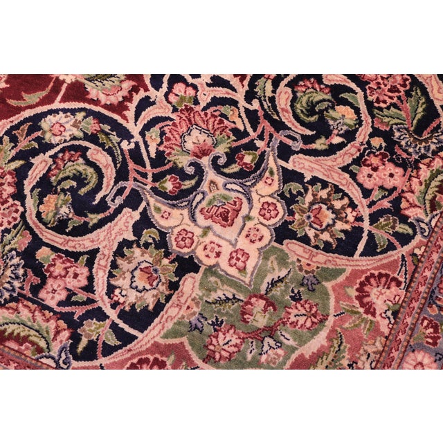 Shabby Chic Intricate Elegant Pak-Persian Red/Blue Wool Rug - 9'2'' X 12'3'' For Sale - Image 3 of 9