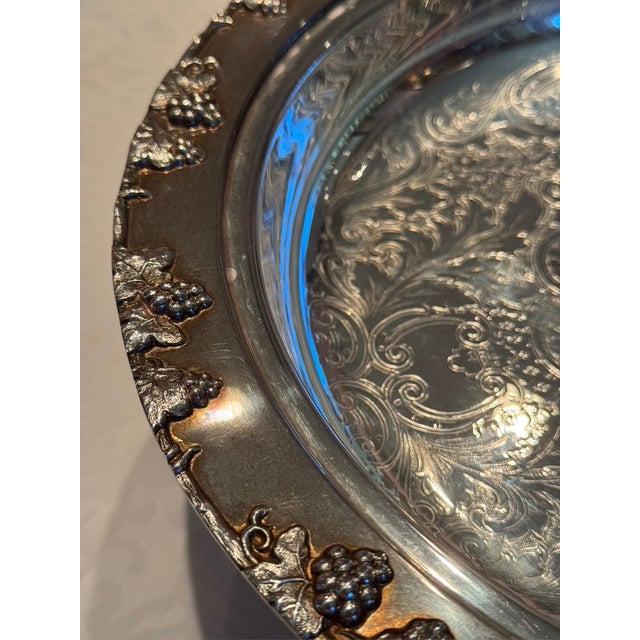 Metal 1950s Mid-Century Crescent Silver-Plated & Glass Pedestal Serving Bowl - 2 Pieces For Sale - Image 7 of 12