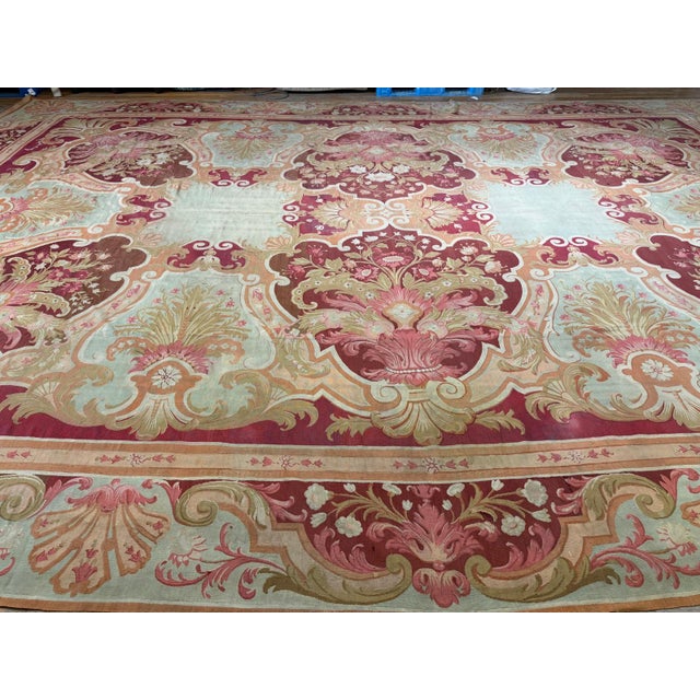 1840s Antique Red Field Medallion Flatweave Wool French Aubusson Gallery Rug For Sale - Image 11 of 12