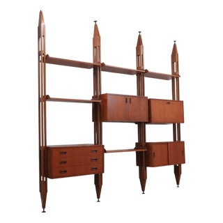 Mid-Century Italian Teak Bookcase, 1950s For Sale
