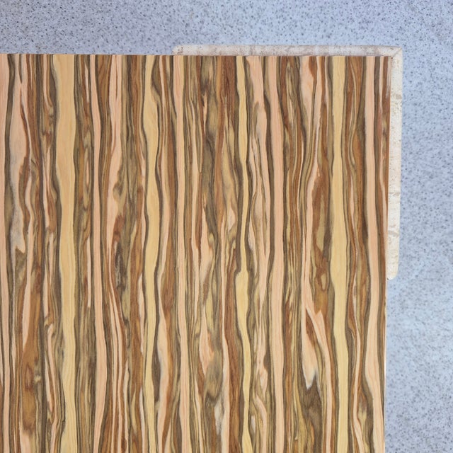 Mid-Century Coffee Table in Travertine and Olive Wood Veneer, 1970s For Sale - Image 10 of 12