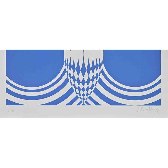 Blue Composition is an original contemporary artwork realized by Victor Debach in the 1970s. Mixed colored screen print on...