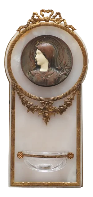 Holy Water Pool Benitier in Onyx & Brass by L.O. Mattei, 1890s