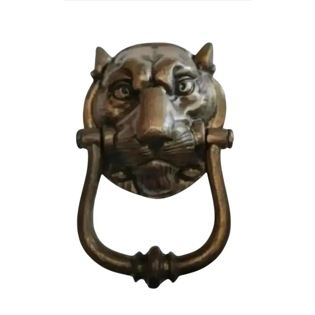 Large Vintage Bronze Leopard Head Door Knocker, Circa 1940 For Sale - Image 11 of 11