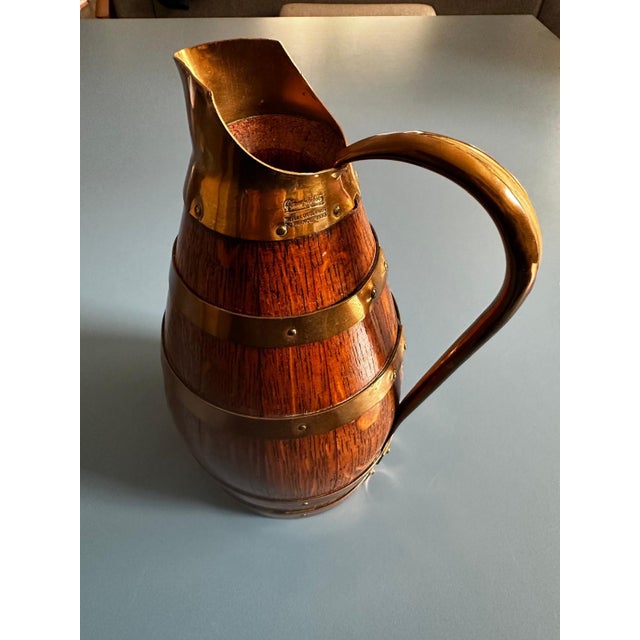 Oak and Brass Pitcher by Gérard Lafitte, France, 1950s For Sale - Image 17 of 17