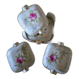 Set of 5, Japanese Individual Ashtrays With Nesting Holder For Sale