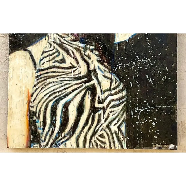 Vintage Signed Sylvan Roberge Encaustic & Pigmented Wax Painting of Young Woman For Sale - Image 12 of 12