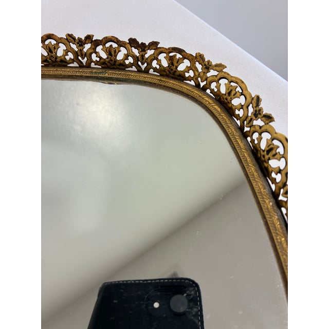 Vintage Matson 24k Gold Plated Filigree Mirror Vanity Tray For Sale In Oklahoma City - Image 6 of 8