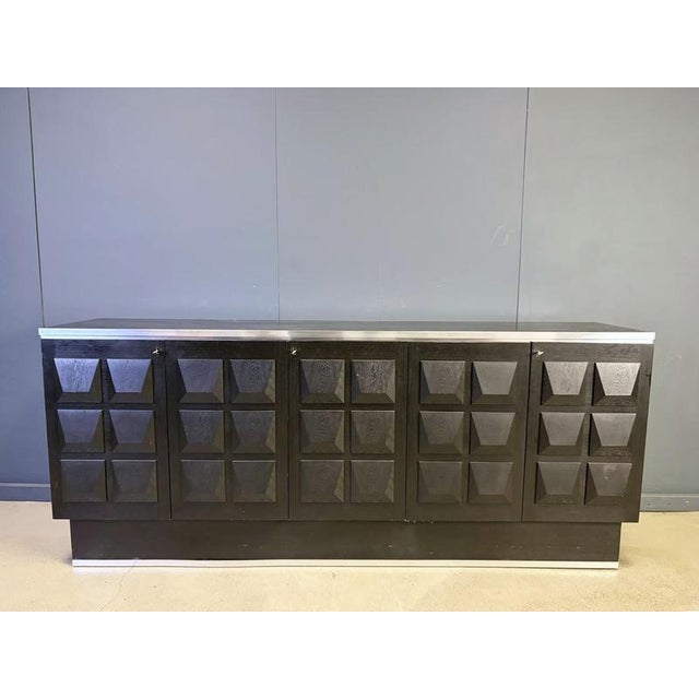 Brutalist Black Brutalist Credenza, 1970s For Sale - Image 3 of 11