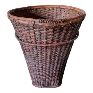 Rattan Basket Dayak Tribe Hand-Woven From Kalimantan, Borneo, Mid 20th Century For Sale