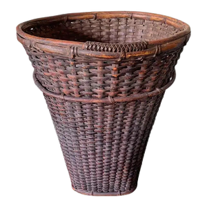 Rattan Basket Dayak Tribe Hand-Woven From Kalimantan, Borneo, Mid 20th Century