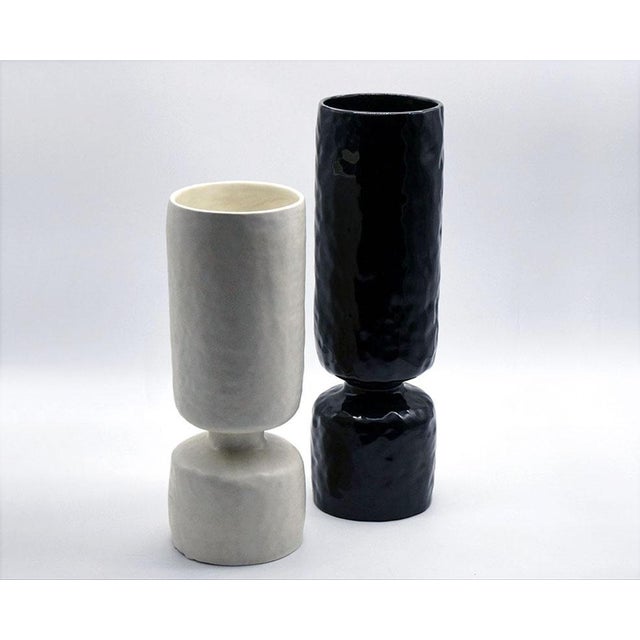 Pair of ceramic vases design Pompeo Pianezzola for Zanolli ceramics. Nove-Vicenza 1970s. Cylindrical in shape with...