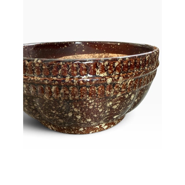 Vintage Studio Pottery Bowl With Brown Speckled Drip Glaze | Sculptural Ceramic For Sale - Image 4 of 6