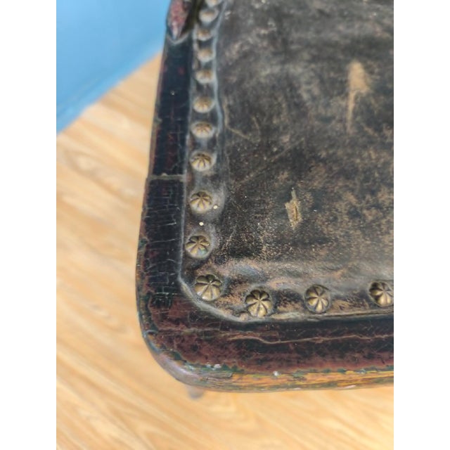 Pressed Back Chair with Leather Seat and Turned Parts For Sale - Image 17 of 18