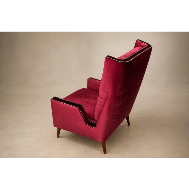 Textile Giuseppe Scapinelli Armchair in Hardwood & Ruby Cotton Velvet, Brazil, 1956 For Sale - Image 7 of 18