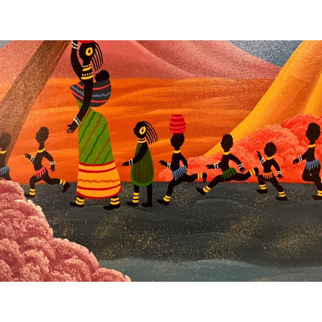 Yellow Vintage Folk Art Painting For Sale - Image 8 of 9