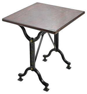 Square Bistro Table in Wood and Cast Iron