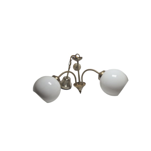 Goldenrod Art Deco Glass and Brass Chandelier, Poland, 1970s For Sale - Image 8 of 12