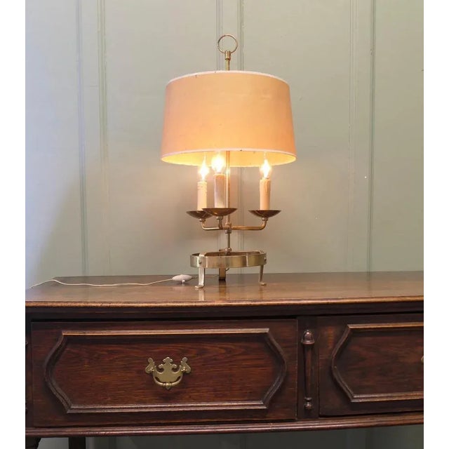 French Brass Triple Bouillotte Table Lamp, 1900s For Sale - Image 3 of 8
