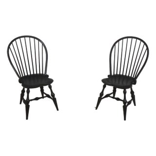 Pair of Dr Dimes Black Bow Back Windsor Side Chairs For Sale