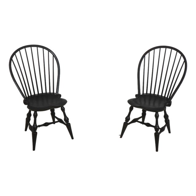 Pair of Dr Dimes Black Bow Back Windsor Side Chairs For Sale
