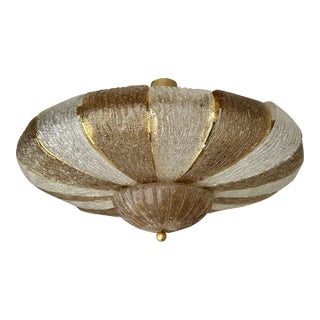 Large Contemporary Crown Chandelier Brass and Murano Glass , Italy For Sale