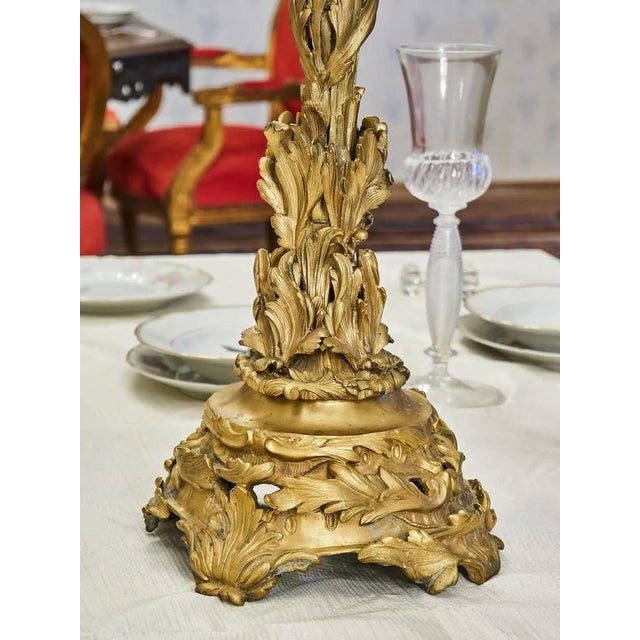 Metal Rococo Brass Candlestick For Sale - Image 7 of 9