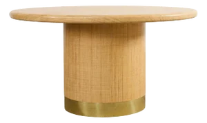 Harrison Van Horn Grasscloth Raffia Pedestal Dining Center Table