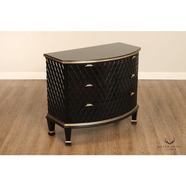 Century Furniture Century Omni Collection Contemporary Pair of Bow Front Ebonized Chests For Sale - Image 4 of 13