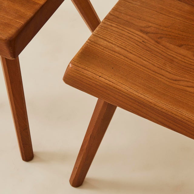 Pierre Chapo "S28" Solid Wood Elm Dining Chairs for Atelier Pierre Chapo, Set of 6, 1960's For Sale - Image 11 of 11