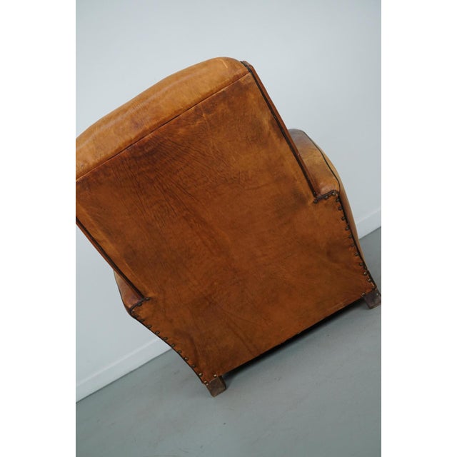 Vintage French Cognac-Colored Leather Club Chair, 1950s For Sale - Image 13 of 18
