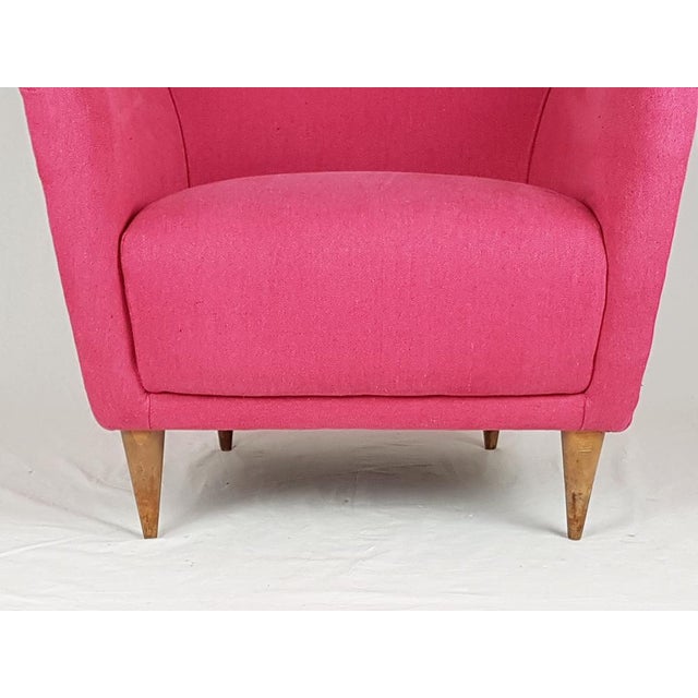 Wood Italian Pink Fabric Upholstered Chair, 1950s For Sale - Image 7 of 14