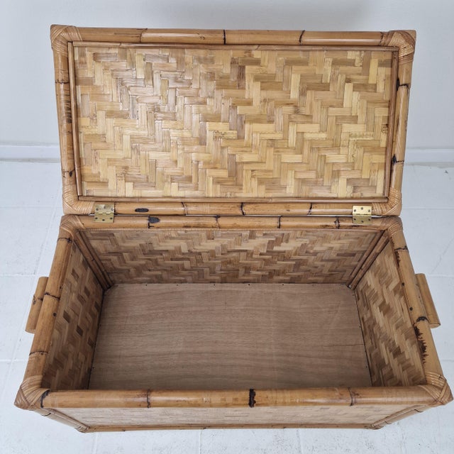 Mid-Century Modern Italian Woven Rattan and Bamboo Blanket Chest, 1970s For Sale - Image 18 of 18