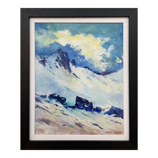 Roland A.D. Inman, Blue & White Oil Painting of the Mourne Mountains Ireland by Modern Irish Artist, 2000 Circa For Sale