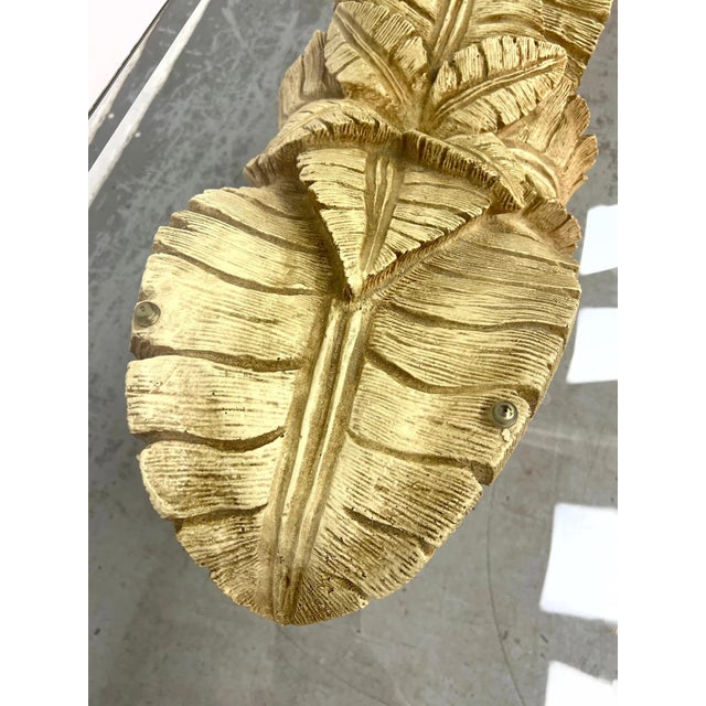 Art Deco Serge Roche Style Palm Leaf Console Table With Glass Top For Sale - Image 3 of 11