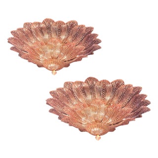 Pink Amethyst Murano Glass Ceiling Lights, 1990s, Set of 2 For Sale